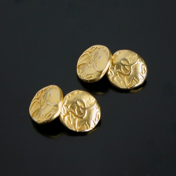 Vtg Donna Karan Cufflinks DK Co Abstract Modern Satin Finish Dbl-Sided